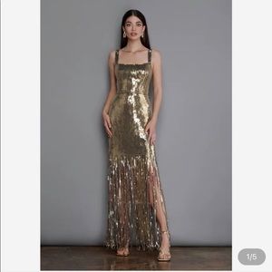 Bronx & Banco Gold sequin fringe dress